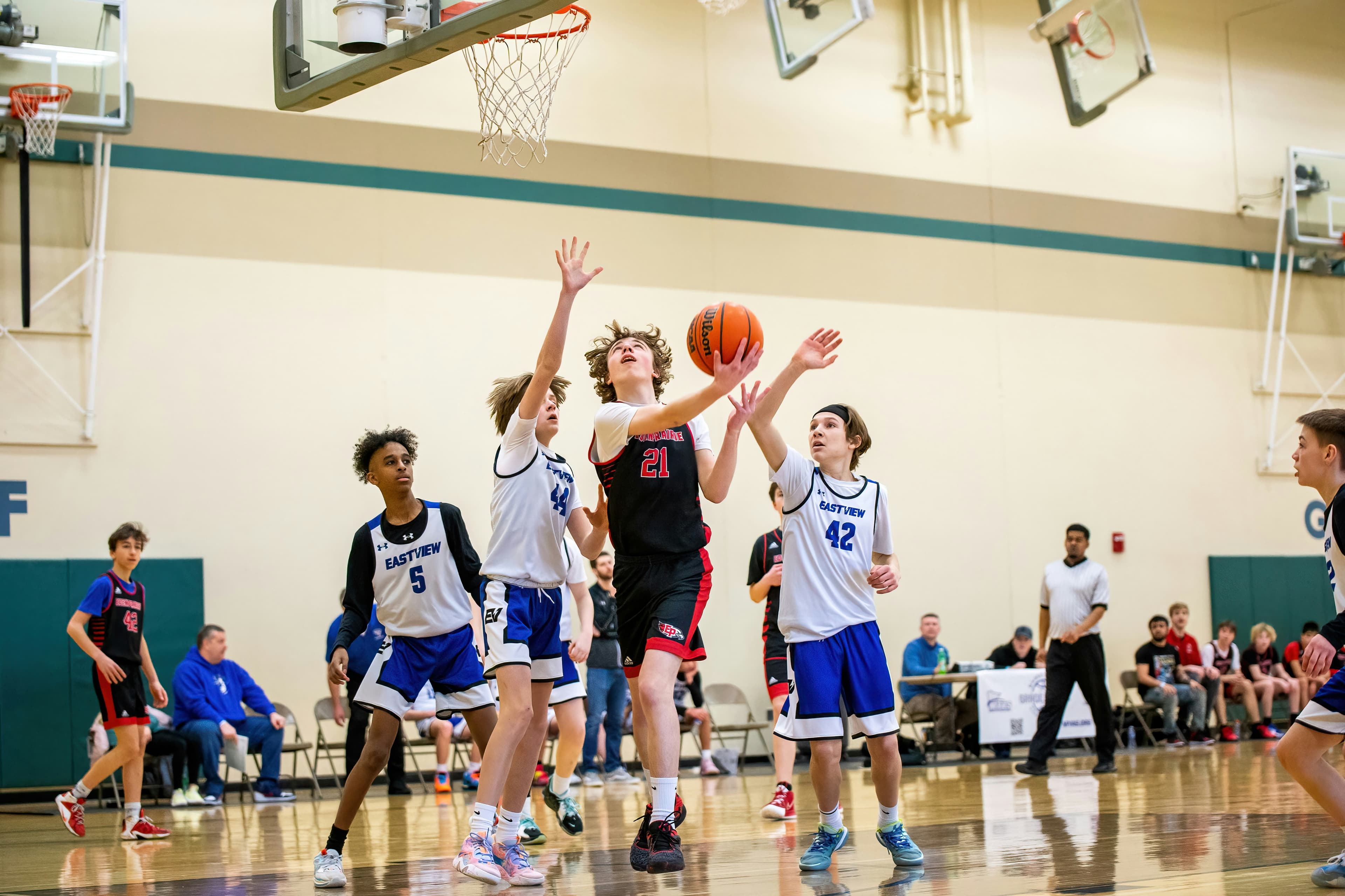 Kids enjoying a youth basketball camp in the Fraser Valley run by Vision Elite Academy